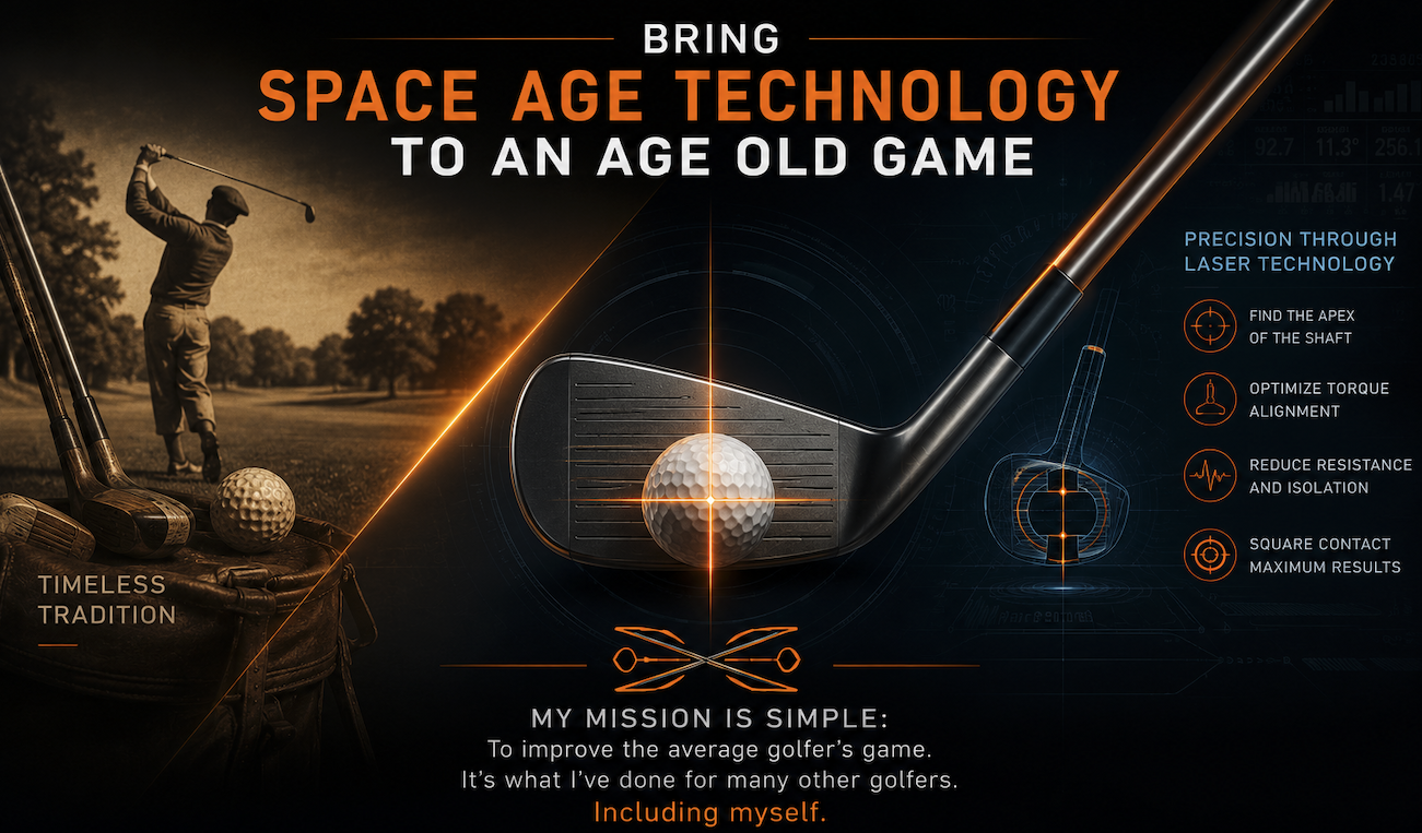 Space age golf technology graphic